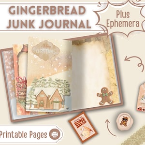 Gingerbread Junk Journal Kit | Christmas Printable | Vintage Ephemera | Cute Journal Pages | Christmas Journal Kit | Scrapbook Pages