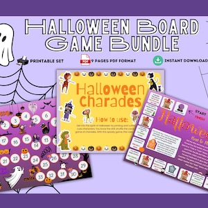 Halloween Games Bundle | Fun Kids Activities | Printable Board Games Halloween Charades Game Cards | Fun Kids Halloween Activities