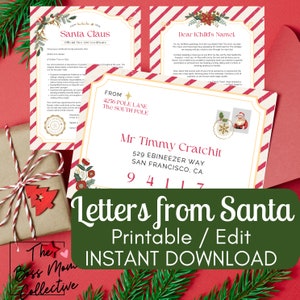Carta de Santa Plantilla BUNDLE / Correo personalizado del Polo Norte / Descarga instantánea / Carta de Navidad de Santa / Carta personalizada