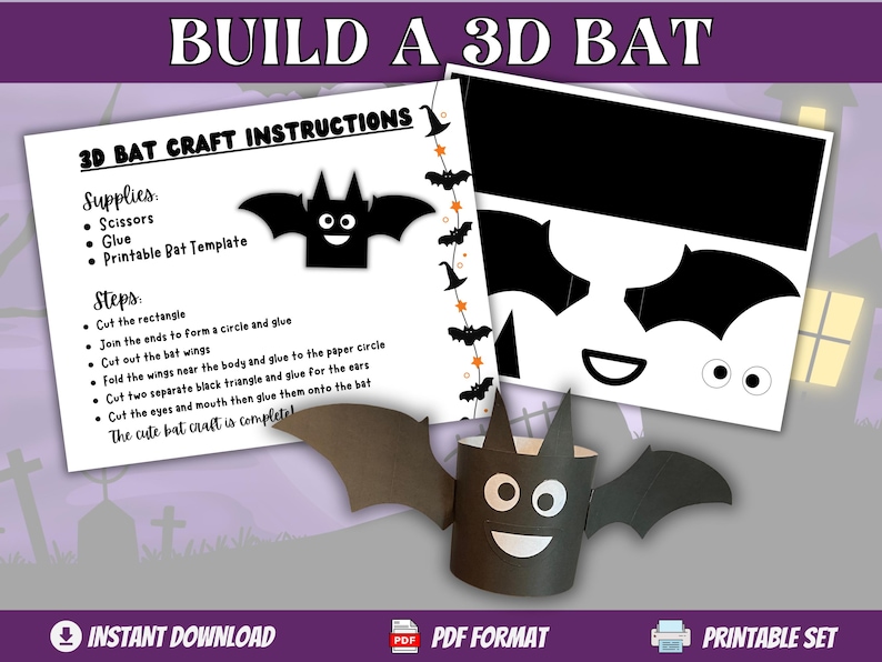 Bat Craft Template | Halloween Craft | Build A Bat | Bat Craft ...