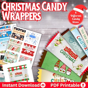 Christmas Candy Bar Wrappers | Christmas Gift Ideas | Digital Download | Chocolate Bar Wrapper | Party Favors | Instant Download | Stocking