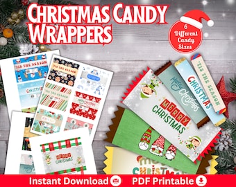 Christmas Candy Bar Wrappers | Christmas Gift Ideas | Digital Download | Chocolate Bar Wrapper | Party Favors | Instant Download | Stocking