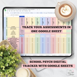 ASSESSMENT CHECKLIST | School Psychologist Caseload Spreadsheet | Student Info Tracker | File Cover | Door Signs | School Psych Shirt