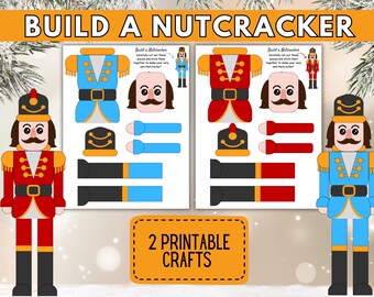Kerst ambachtelijke afdrukbare notenkraker | Notenkraker ambacht | Kerst Nutracker kunst | Kleuterschoolknutsels | Kerstactiviteiten | Directe download