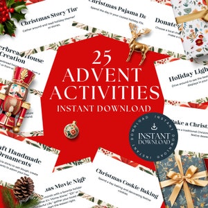 Adventsaktionskarten | Weihnachtsfeiertags-Aktivitätskarten | Weihnachts-Countdown | Kinder Adventskalender Aktivitäten | Adventskalender für Kinder