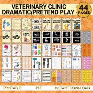 Vet Pretend Play Printables | Animal Hospital Dramatic Play Set | Kids Role Play | Educational Fun Activities | Dramatic Play for Kids