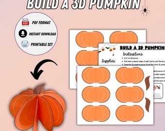 Bauen Sie ein Kürbishandwerk für Kinder | Druckbare Halloween Aktivität | Spaß Herbst Handwerk | Indoor Vorschulaktivität | Bauen Sie Ihren eigenen Kürbis