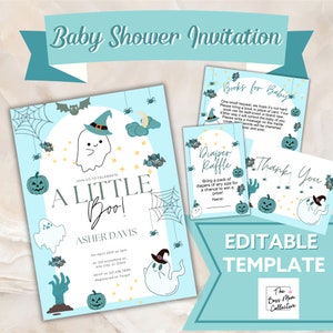 Editable Halloween Baby Shower Invitation | A Little Boo Invite | Little Boo Halloween Baby Shower Invite | Editable Template | Ghost Design
