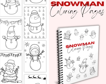 Christmas Coloring Pages | Xmas Coloring Page | Snowman Coloring Book | Christmas Coloring Book | Grayscale Coloring | Downloadable Page
