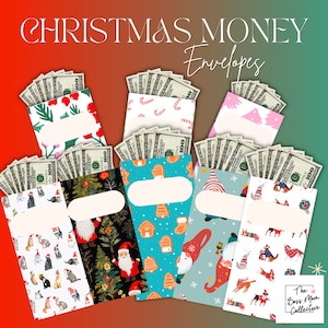 Sobre de dinero de Navidad / Titular de efectivo / Marco de sobre de dinero de vacaciones / Relleno de medias de último minuto / Titulares de dinero de Navidad imprimibles