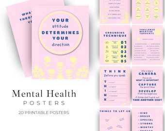 Mental Health Poster Classroom School Psychology Office Decor Therapy Counselor Art Psych Decorations Desk Quotes Counseling Print Kids