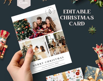 Instant Download | Editable Christmas Card | Printable Holiday Card | Add Your Own Photo | Christmas Card Template |MINIMALIST Card Template