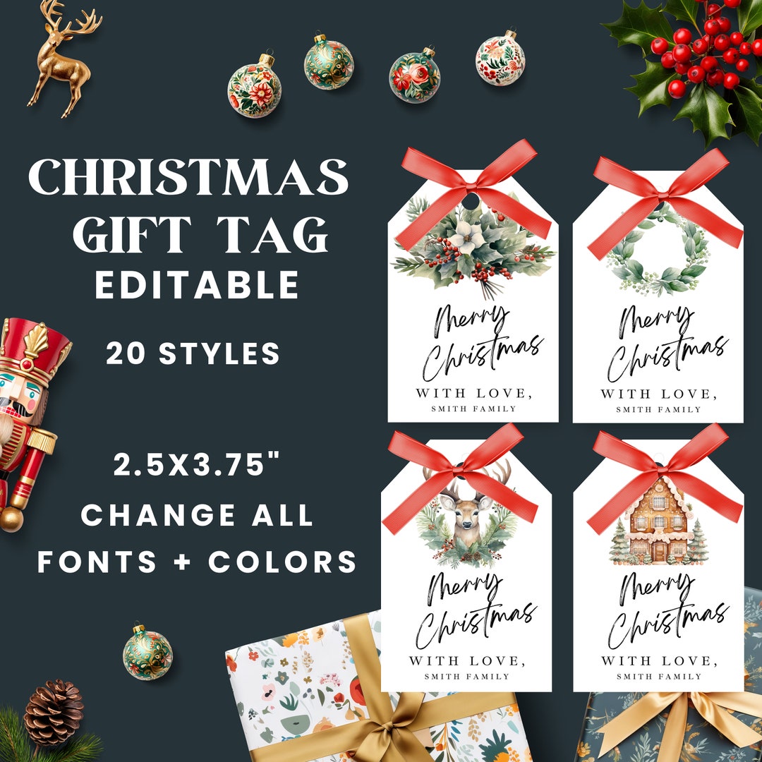 Christmas Gift Tags | Editable With Canva | Editable Christmas Tag Bundle | Printable Holiday Tag | Holiday Gift Tag Template - Etsy christmas-gift-tags-editable-with-canva-editable-christmas-tag-bundle-printable-holiday-tag-holiday-gift-tag-template-etsy