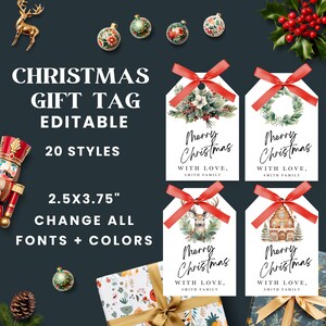 Christmas Gift Tags | Editable With Canva | Editable Christmas Tag Bundle | Printable Holiday Tag | Holiday Gift Tag Template