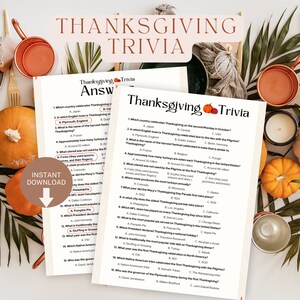 Thanksgiving trivia game printable | Friendsgiving Games | Fall Trivia Game | Printable Thanksgiving Trivia Game | Family Game Night