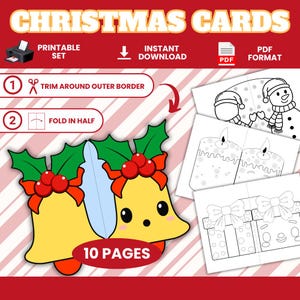 Leuke kerstkleurkaarten voor kinderen - afdrukbare kerstkaarten om in te kleuren - vakantieactiviteit voor kinderen