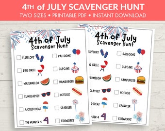 4th of July Scavenger Hunt | Printable 4th of July Kids Activities | Independence Day Party Game