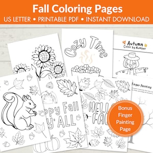 6 Fall Coloring Pages | Fall Kids Printable Activity Bundle | Classroom, Party, and Thanksgiving Activities | Digital Download
