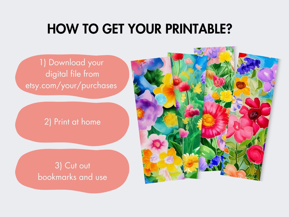 20 Watercolor Floral Bookmarks Printable Bookmark Designs - Etsy