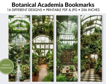 16 Botanical Academia Bookmarks | Printable Bookmark Designs | Bookmark Bundle