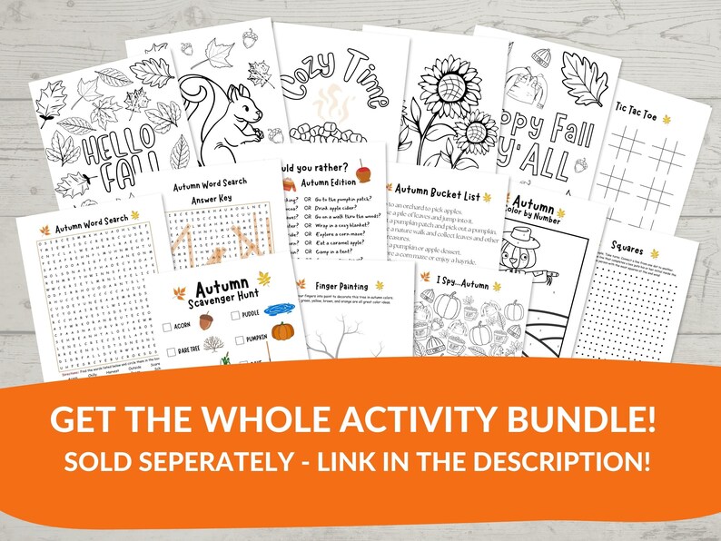 6 Fall Coloring Pages | Fall Kids Printable Activity Bundle | Classroom ...