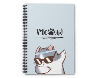 Spiral Notebook - Adorable Cat-Shaped Meow Lined Diary, Perfect for Journaling & Gifts for Cat Lovers Ruled Line