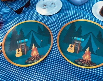 Melamine Set of 2- Dinner Plates - Happy Camper
