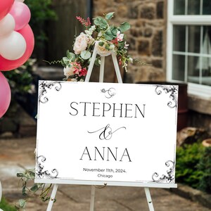 Wedding timeline sign template, Black and white Welcome Wedding Sign template, Modern Wedding sign, Digital file only
