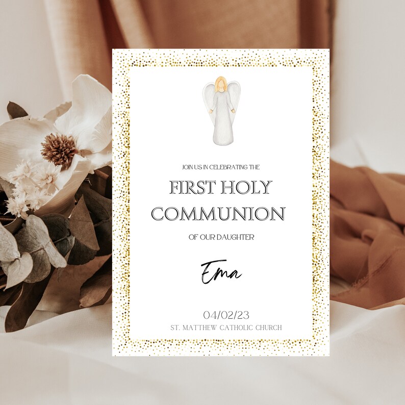 First Communion Invitation Printable, Digital Print First Communion Boy