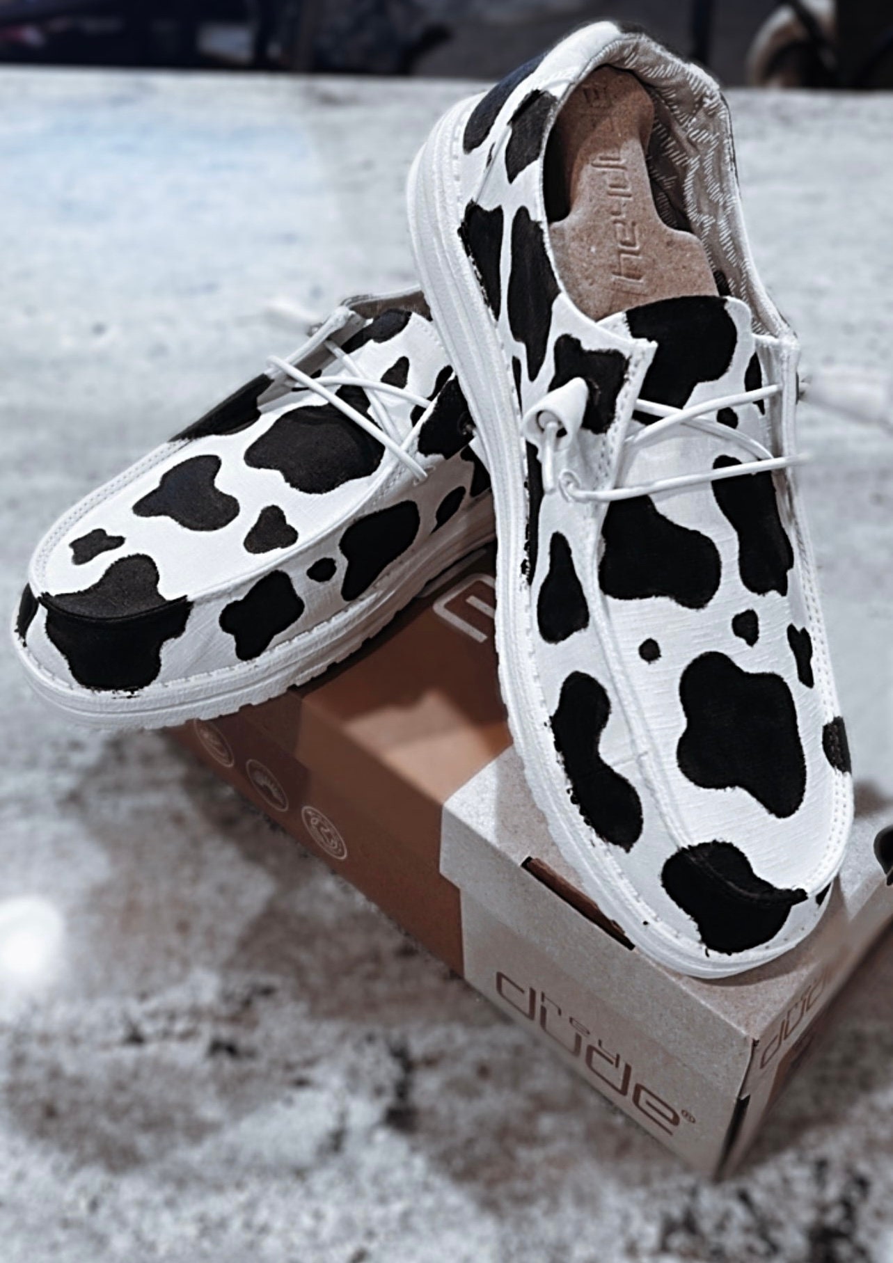 Hey Dude Cow Print Shoes YOUTH Etsy