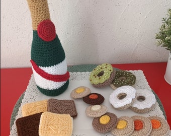 Crochet dinette - Champagne and cakes - toy