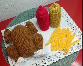 Dînette au crochet - poulet frites - jouet