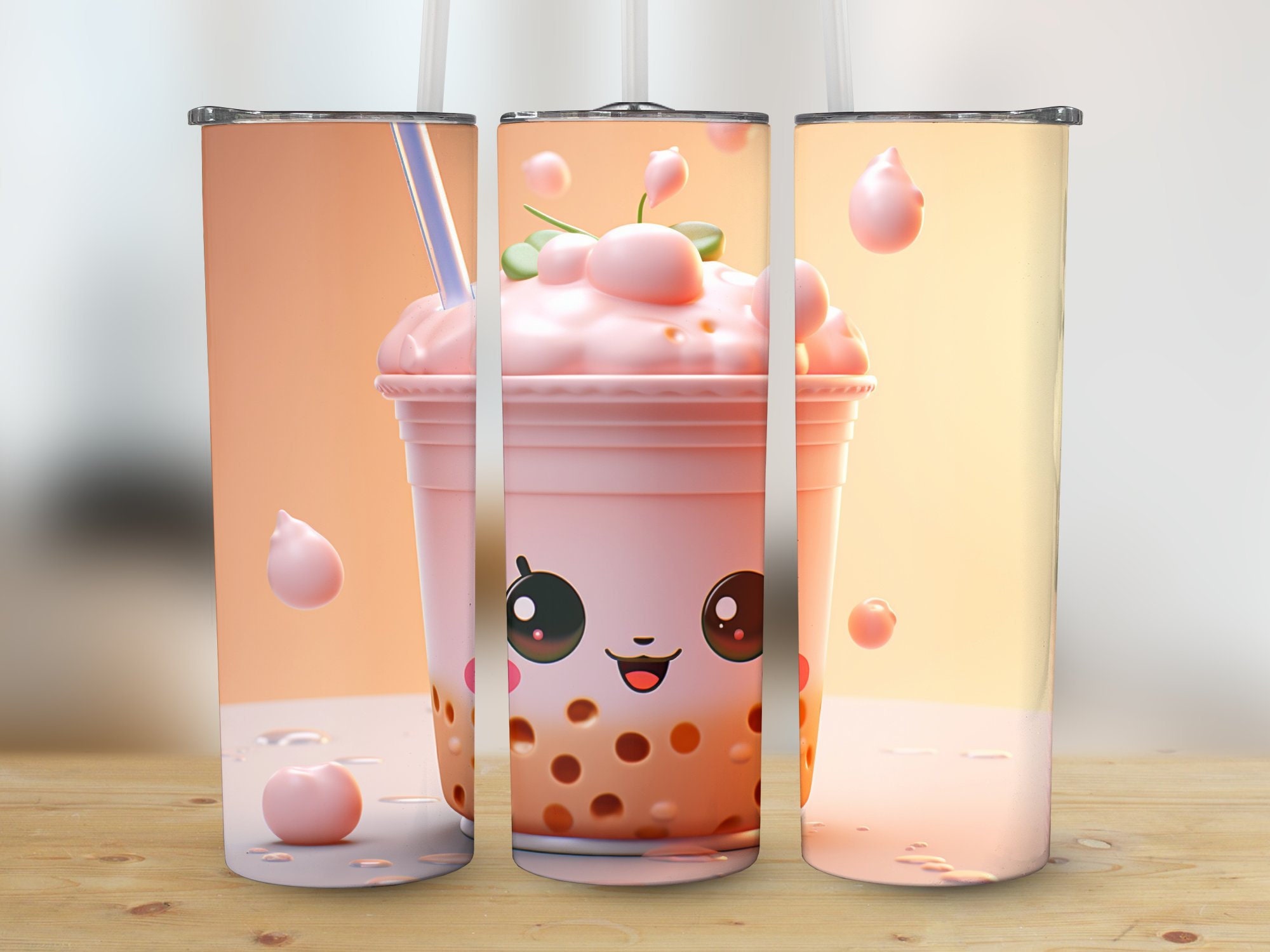 5/10pcs Cute Plastic Water Bottle For Iced Coffee Tumbler With Straw and Lid  Kawaii Juice Milk Tea Reusable Cups 480ML-700ML