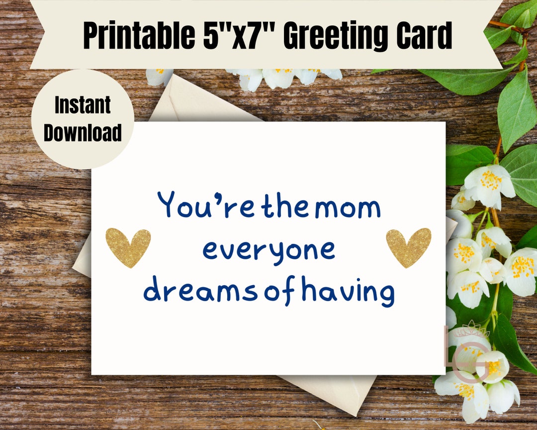 Printable Mom Card | Happy Mother's Day Gold Hearts Card | Printable ...
