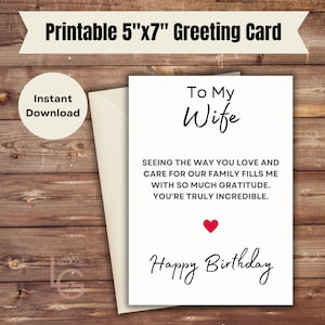 Imprimable | Joyeux anniversaire à ma femme | carte d'anniversaire | Du mari | femme | Jolie carte d'anniversaire | sentimental | Coeurs