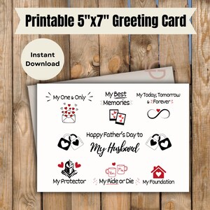 Carte imprimable pour la fête des pères | Joyeuse fête des pères à mon mari |  carte d'anniversaire | carte mari | mon protecteur | sentimental | Aimer