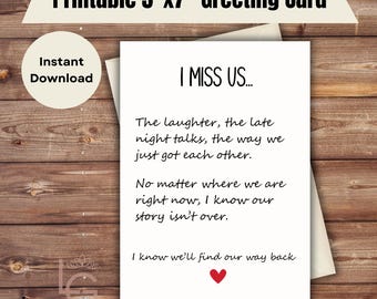 Afdrukbare I Miss Us-kaart | Ik mis je-kaart | Vriendjekaart | Vriendinkaart | Scheidingskaart | Echtscheidingskaart | Echtgenootkaart | Vrouwenkaart