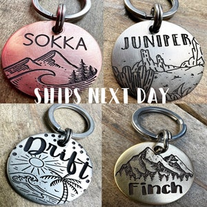Dog ID Tag Pet ID Tag Personalized Dog Tag Custom Dog Tag Engraved Pet Tag Name Tag for Dog Collar ID Tag Metal Dog Tag Cute Mountain Tag