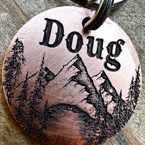 Mountain Lake Dog Pet Id Tag, Pet Id Tag, Dog ID Tag, Dog Tag,Dog, Cat, Cat ID Tag, Cat Tag, Mountain Lake Dog Tag. Lake Trees Mountain Dog