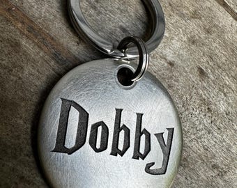 Wizard Dog Pet Id Tag,lightning bolt dog Id Tag, Sorcery Dog ID Tag, Dobby dog Tag,Dark Magic Cat ID Tag, wizard fantasy dog