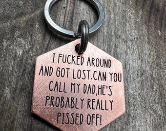 Funny Deep Engraved Pet ID Tag – “I F’d Around and Got Lost” | Deep Engraved Pet ID Tag | Custom Dog / Cat Tag, Dog Lovers Gift Idea