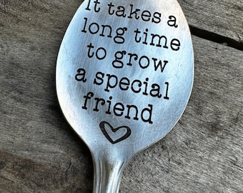 Hand stamped spoon, Friend gift, Funny Plant Marker, best friend gift, custom plant tag, Herb Garden Spoon, plant gift, engraved