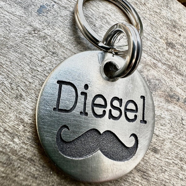 Mustache Dog Tag, mustache Pet Id Tag, Dog ID Tag, Dog Tag, Cat ID Tag, Cat Tag, Dog Collar Tag, Custom Dog Id Tag, Custom Cat ID Tag,