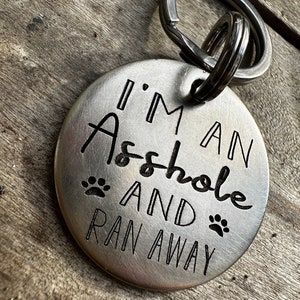 Dog Tag, Dog Collar Tag, Personalized Cat Tag, Custom Cat Collar Tag, Cat ID Tag, Dog ID Tag, Dog Name Tag,Engraved Pet Tag,Asshole Dog Tag