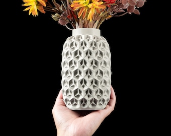 Vase Trihex imprimé en 3D : décor géométrique sculpté