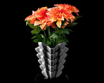 3D Printed Flower Vase: Modern Sculptural Planter, Custom Color & Texture