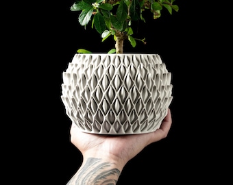 3D Printed Petal Planter Pot: Modern Sculptural Vase, Custom Texture