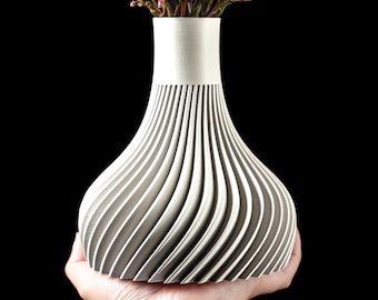 Home Decor Ridged Flower Vase 3D printed Unique Modern Sculpture Vase for Flowers