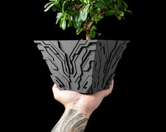 3D Printed Uplink Planter Pot: Modern Sculptural Vase, Custom Color & Texture