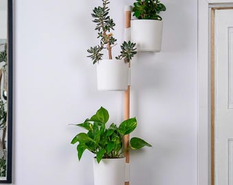 Sistema modular de jardineras de pared: sistema de jardín vertical impreso en 3D con 3 macetas.